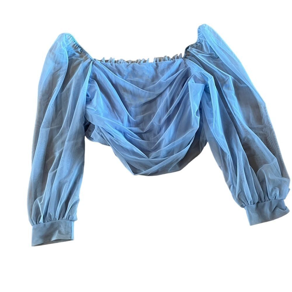 Missguided Light Blue Elegant Long Sleeve Blouse